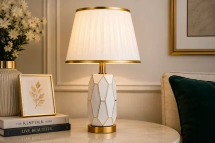 Modern White & Gold Ceramic Table Lamp