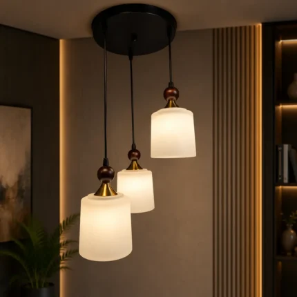 Imperial Wooden Triple Pendant Hanging Light