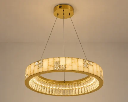 Luxury Marble Crystal Ring LED Chandelier