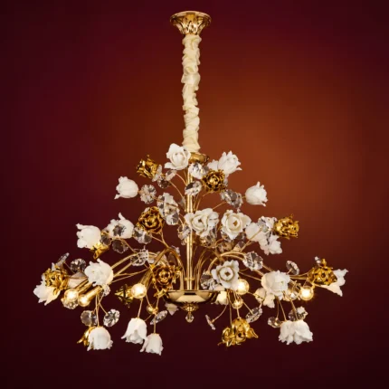 Luxury Floral Crystal & Ceramic Chandelier