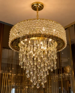 Luxury Gold Crystal Waterfall Chandelier