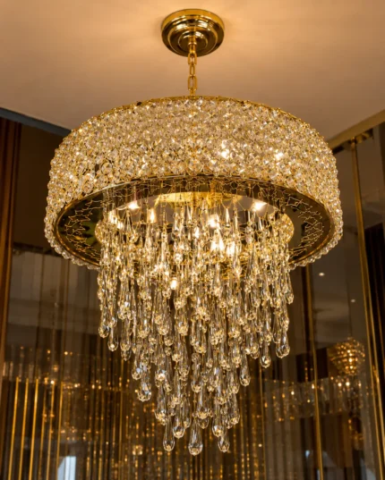 Luxury Gold Crystal Waterfall Chandelier